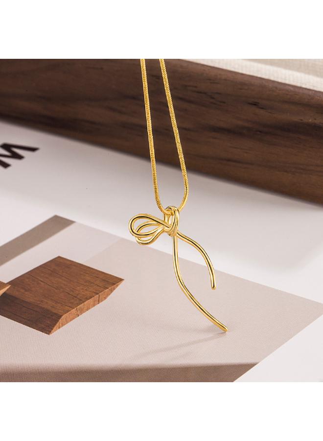 Ribbon Bow Necklace Women's High Sense New Entry Luxury Niche Summer Skirt Collarbone Chain Accessories