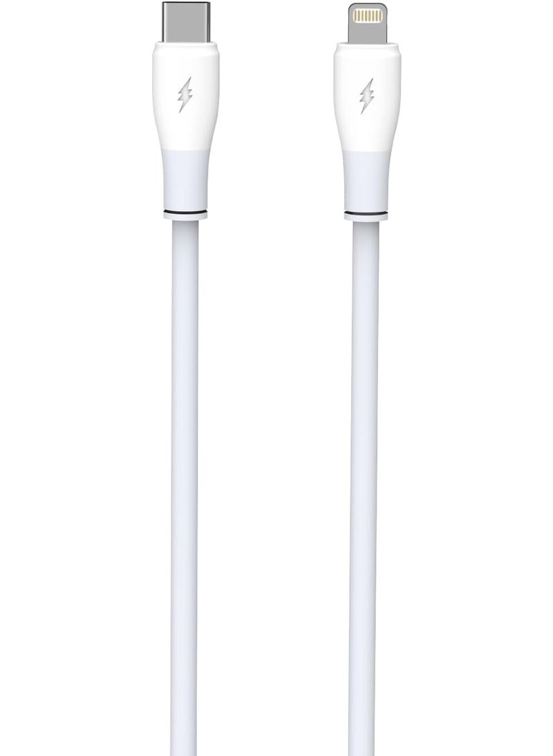 جي باور كابل الشحن السريع G-Power GP-C32 (USB-C إلى Lightning) بقدرة 27 واط، متوافق مع سلسلة iPhone 14/13/12/11، وهواتف Samsung، وGoogle Pixel، وMacBook، وأجهزة iPad، والأجهزة اللوحية، طول 1.2 متر - أبيض - Image 1