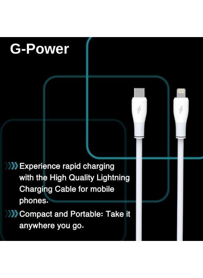 جي باور كابل الشحن السريع G-Power GP-C32 (USB-C إلى Lightning) بقدرة 27 واط، متوافق مع سلسلة iPhone 14/13/12/11، وهواتف Samsung، وGoogle Pixel، وMacBook، وأجهزة iPad، والأجهزة اللوحية، طول 1.2 متر - أبيض - Image 4