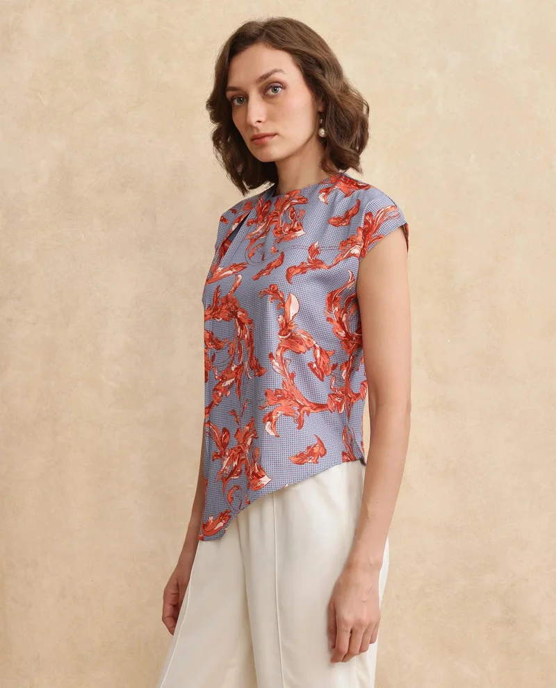 Rareism Women's Printed Drape Top