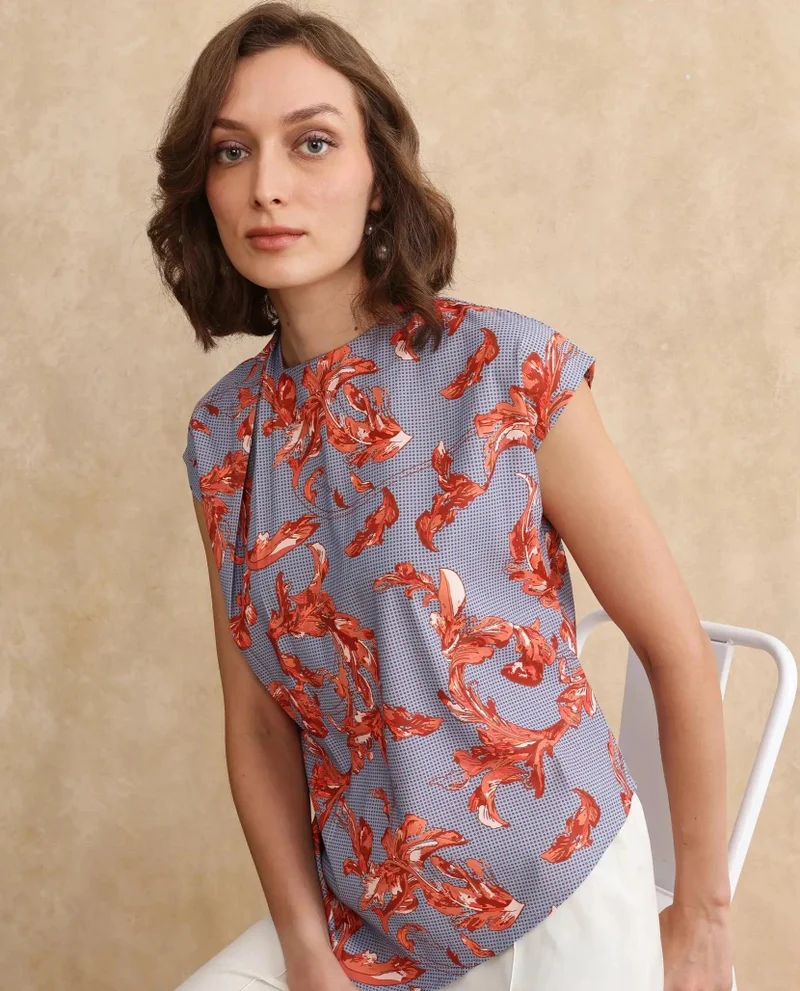 Rareism Women's Printed Drape Top