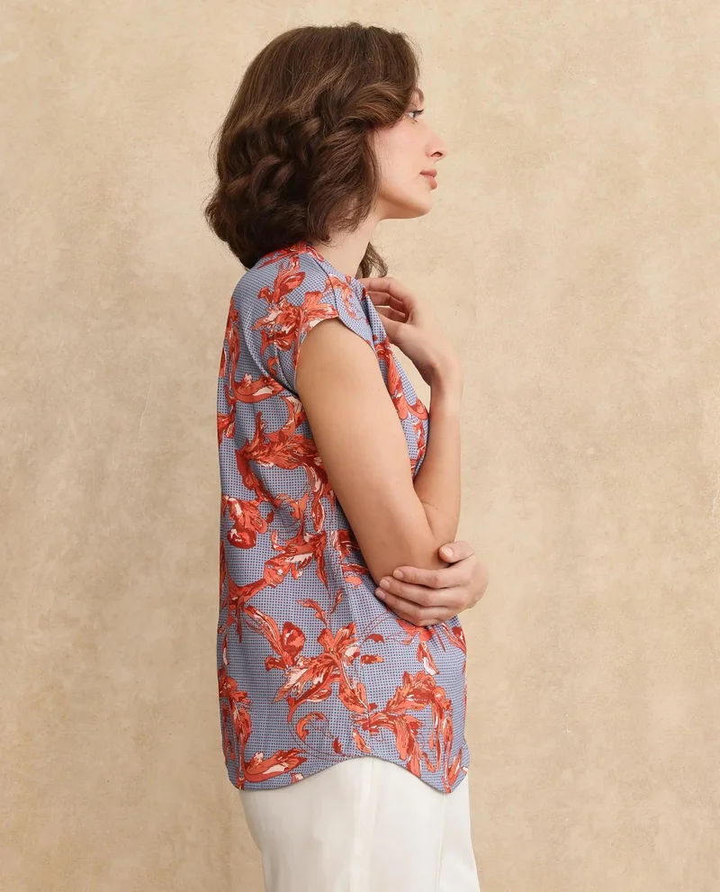 Rareism Women's Printed Drape Top
