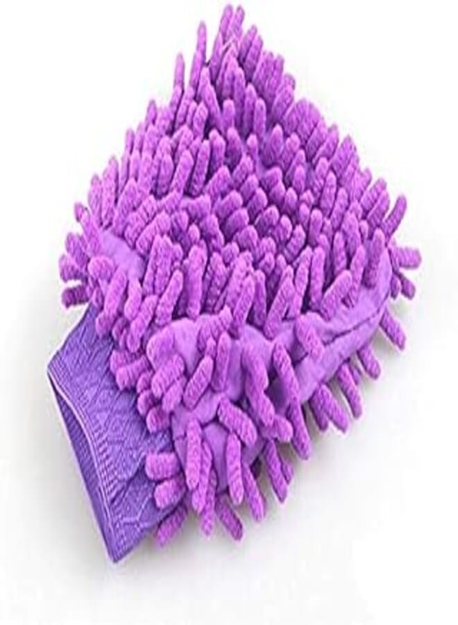 Generic Chenille Microfiber Car Wash Gloves (Purple)