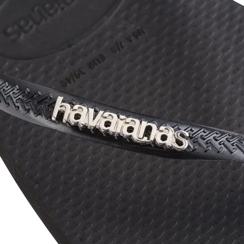 havaianas Square Logo Metallic Flip Flops