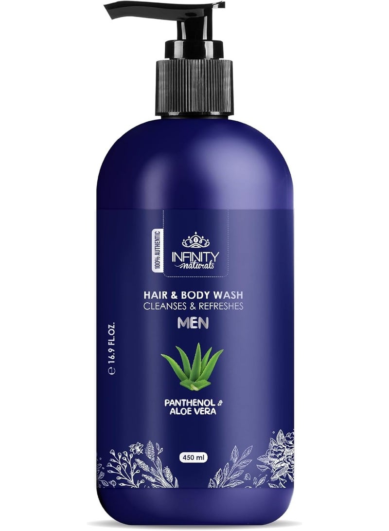 Infinity Clinic Pharma Hair & Body Wash for Men, All Hair Types, Soothing & Refreshing, with Panthenol and Aloe Vera, Daily Use 450 Ml