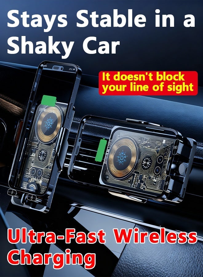 Universal Auto-Sensing Wireless Charging Car Phone Holder - High Stability Air Vent & Dashboard Mount with Fast Charging - Image 2