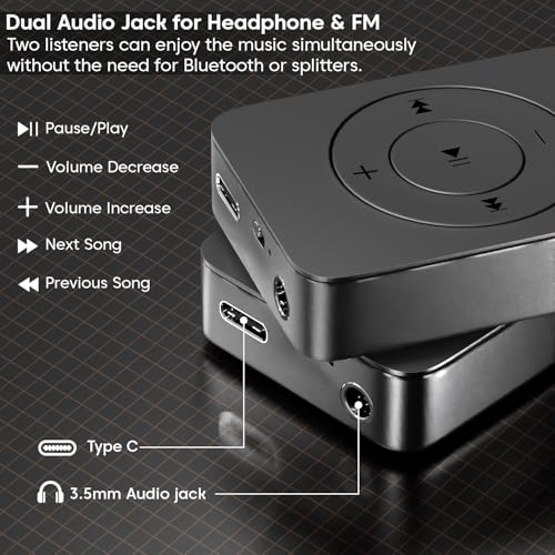 Sounce Bluetooth 128GB MP3 Player Built-in Speaker HiFi Lossless Portable Audio Player for Running Gym Travel Study Expandable 128GB Mini Music Player Screen-Free Digital Media Device Matte Black - Image 5