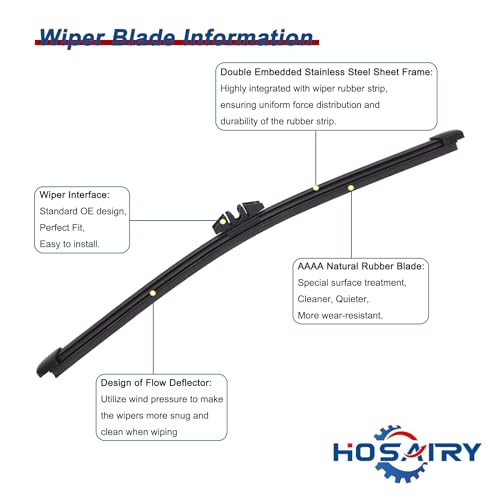 HOSAIRY Rear Windshield Wiper Blade for Ford Escape 2013-2019, for Ford Explorer 2011-2019, for Ford Kuga 13-18, for Lincoln MKX 16-18, for Lincoln MKC 15-19 Rear Wiper Blade, 11 inch (Pack of 1) - Image 3