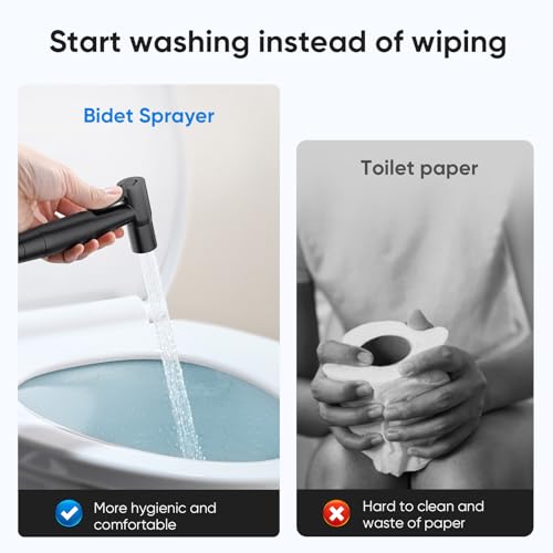 Arofa Black Bidet Sprayer for Toilet, Handheld Jet Sprayer Adjustable Water Pressure Muslim Shower with Bidet Hose, Bidets Faucet for Existing Toilets Cloth Diaper Spray for Baby/Feminine Wash - Image 2