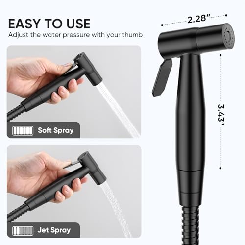 Arofa Black Bidet Sprayer for Toilet, Handheld Jet Sprayer Adjustable Water Pressure Muslim Shower with Bidet Hose, Bidets Faucet for Existing Toilets Cloth Diaper Spray for Baby/Feminine Wash - Image 4