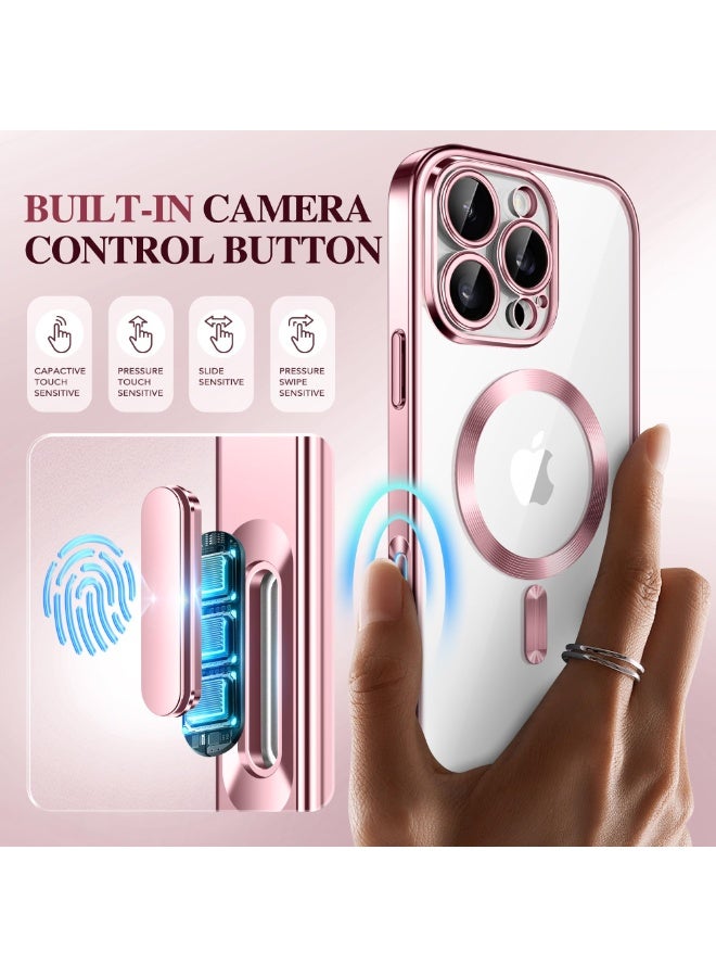 بيرفي جراب مغناطيسي لهاتف iPhone 16 Pro، متوافق مع Magsafe، واقي شاشة مدمج من الزجاج المقوى 9H وحماية مطورة للكاميرا، جراب هاتف مقاوم للصدمات مطلي بالكامل لهاتف 16 Pro مقاس 6.3 بوصة، وردي - Image 2
