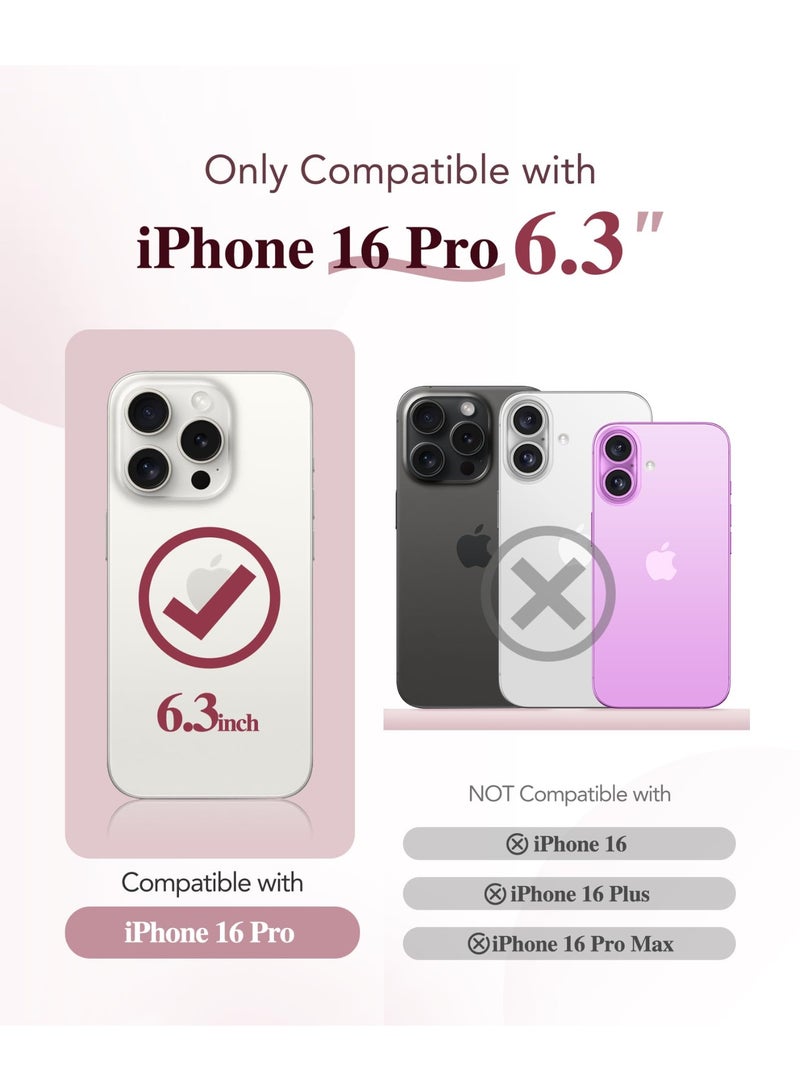 بيرفي جراب مغناطيسي لهاتف iPhone 16 Pro، متوافق مع Magsafe، واقي شاشة مدمج من الزجاج المقوى 9H وحماية مطورة للكاميرا، جراب هاتف مقاوم للصدمات مطلي بالكامل لهاتف 16 Pro مقاس 6.3 بوصة، وردي - Image 3