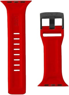 Silicone Replacement Watch Band Compatible with Apple Watch Band Size (42mm / 44mm / 45mm / 49mm), Adjustable Waterproof Sport Silicone Replacement Strap UAg (Red)