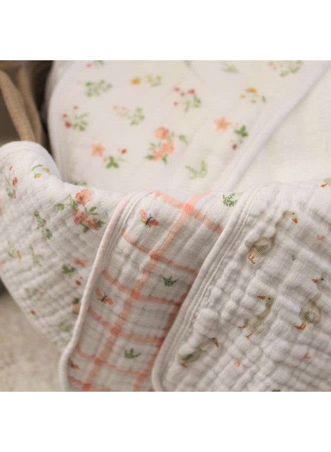 aden + anais Essentials Washcloth 3-Pack, Super Soft 100% Cotton Muslin, Gentle on Skin, 3 Absorbent 11x11 Layers, Softer with Every Use, Perfect for Babies, Infants, Toddlers, Country Floral - Image 2