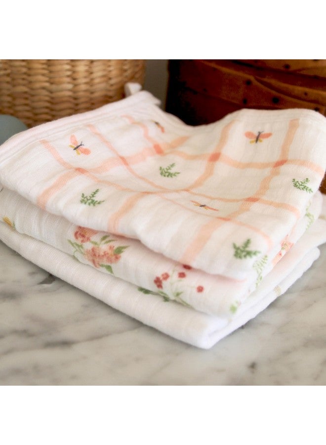 aden + anais Essentials Washcloth 3-Pack, Super Soft 100% Cotton Muslin, Gentle on Skin, 3 Absorbent 11x11 Layers, Softer with Every Use, Perfect for Babies, Infants, Toddlers, Country Floral - Image 3