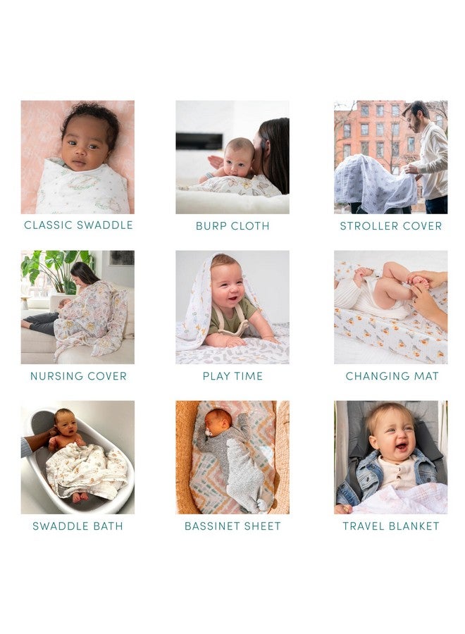 aden + anais Essentials Washcloth 3-Pack, Super Soft 100% Cotton Muslin, Gentle on Skin, 3 Absorbent 11x11 Layers, Softer with Every Use, Perfect for Babies, Infants, Toddlers, Country Floral - Image 4