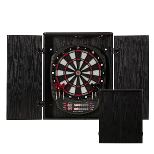 Accudart NOVA Electronic Dartboard with Cabinet – 35 Games, 580 Variations, Dual LED Scoring, Auto LED Cabinet Lighting, Virtual Opponent, AC/Battery Power – Includes Soft Tip Darts - Image 1