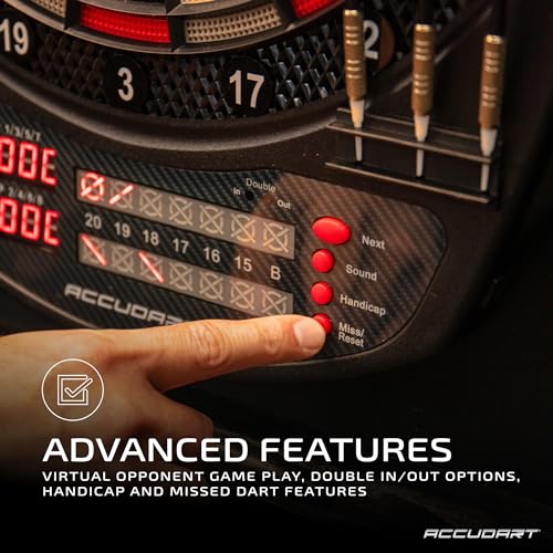 Accudart NOVA Electronic Dartboard with Cabinet – 35 Games, 580 Variations, Dual LED Scoring, Auto LED Cabinet Lighting, Virtual Opponent, AC/Battery Power – Includes Soft Tip Darts - Image 3