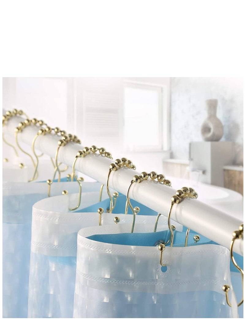 KASTWAVE Shower Curtain Hooks, 12 Pcs Shower Curtain Rings, Stainless Steel Roller Rust-Resistant Balance Sliding Anti-Drop Double Shower Hooks for Curtain Bathroom Shower Curtains (Gold) - Image 3