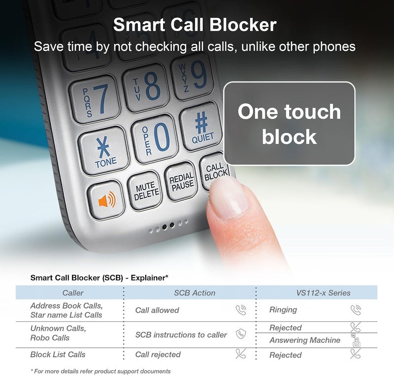 VTECH VS112-3 DECT 6.0 Bluetooth 3 Handset Cordless Phone with Answering Machine, Call Blocking, Caller ID, and Intercom (Silver & Black) - Image 4