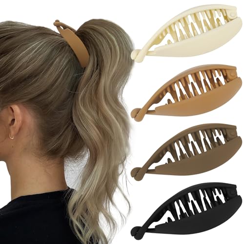 Hapdoo Small Matte Banana Hair Clips, Strong Hold Bun Holder Jaw Barrettes for Thick or Thin Hair - Women and Girls - Image 1
