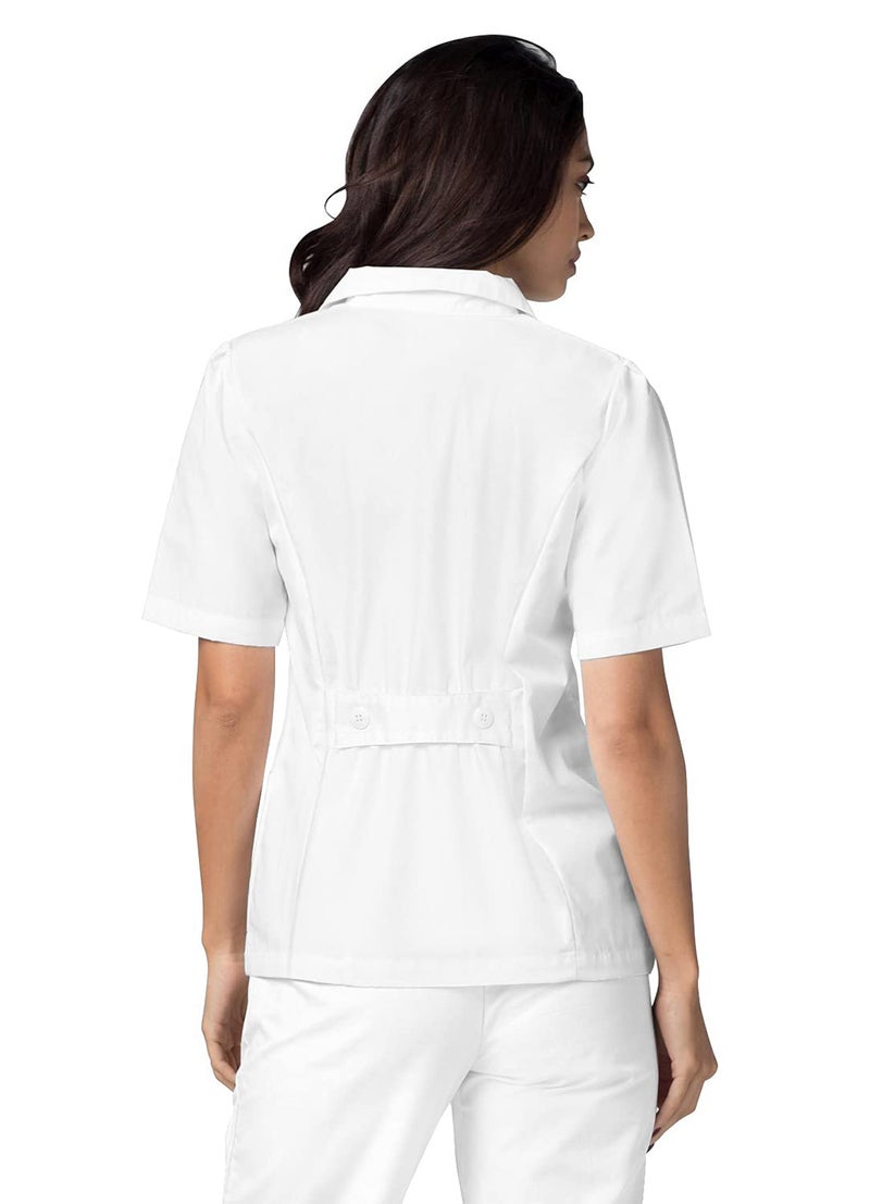 Adar Uniforms Universal Scrubs for Women - Lapel Collar Buttoned Scrub Top 2629 White XL - Image 2