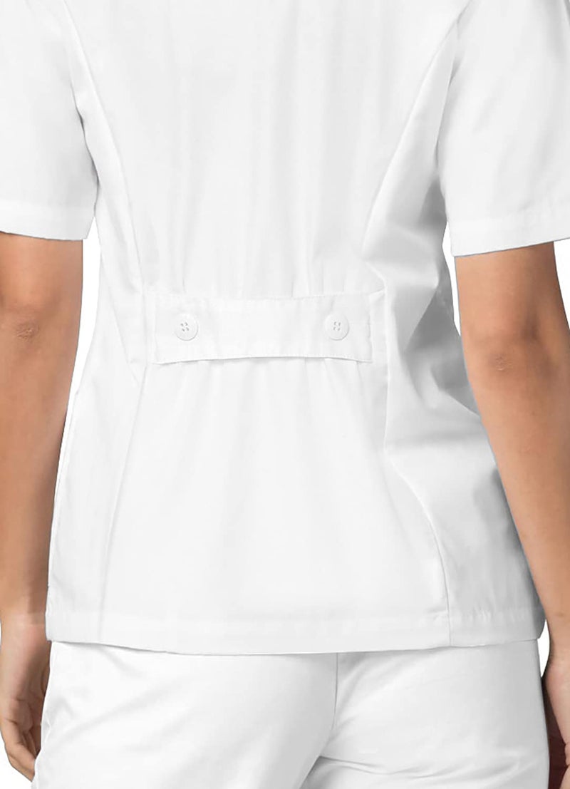 Adar Uniforms Universal Scrubs for Women - Lapel Collar Buttoned Scrub Top 2629 White XL - Image 5