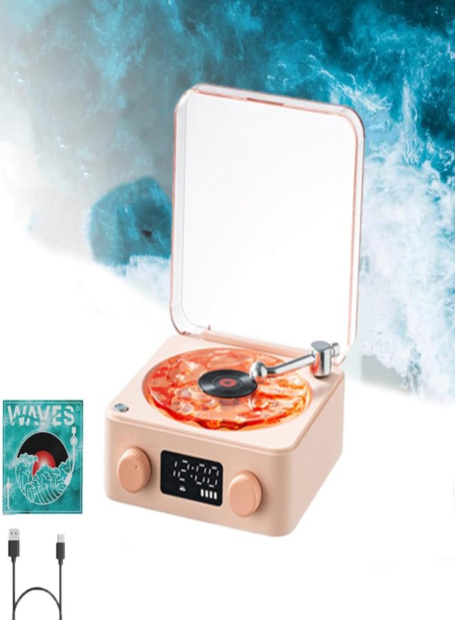 Ocean Wave Projector Player with Water Ripple Turntable Portable White Noise Machine for Sleeping 4 Connection Ways BT Speaker Digital Display Screen Large Knob Operation for Home Office Gift Ideas - Image 1