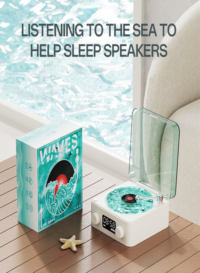 Ocean Wave Projector Player with Water Ripple Turntable Portable White Noise Machine for Sleeping 4 Connection Ways BT Speaker Digital Display Screen Large Knob Operation for Home Office Gift Ideas - Image 2