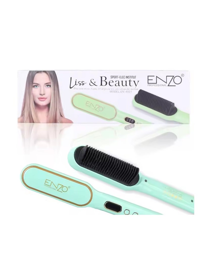 ENZO Professional فرشاة فرد الشعر المريحة مع تسخين سريع ودرجة حرارة قابلة للتعديل، تصل إلى 988F EN-4001 - Image 1