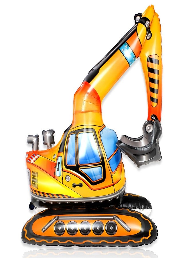 joaoxoko Self Standing 4D Excavator Balloon - 38 inch Large Construction Birthday Party Supplies, Realistic Digger Foil Balloons for Kids Reusable Decor | Engineering Theme Party Decorations - Image 1