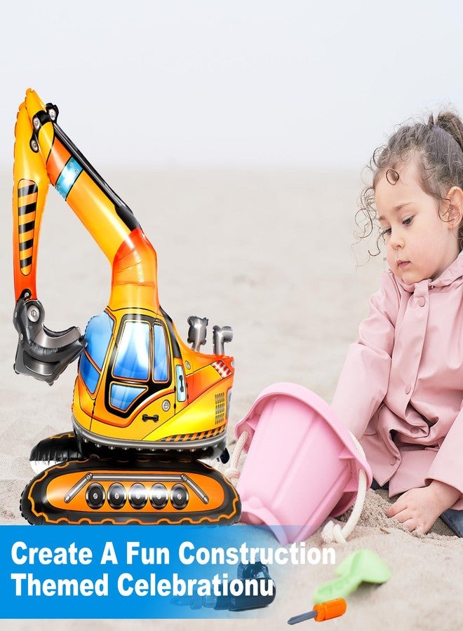 joaoxoko Self Standing 4D Excavator Balloon - 38 inch Large Construction Birthday Party Supplies, Realistic Digger Foil Balloons for Kids Reusable Decor | Engineering Theme Party Decorations - Image 5