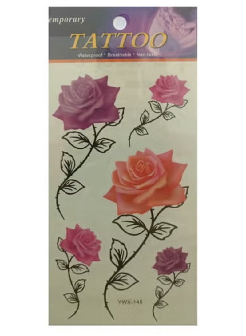 Colorful rose temporary tattoo with beautiful design - Image 2