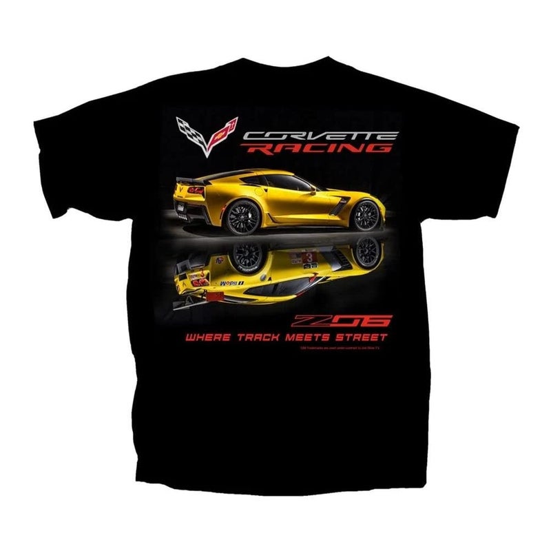 SR1 Performance C7 Z06 Corvette Racing TShirt Mens Short Sleeve Tee Officially Licensed by GM Black XLarge