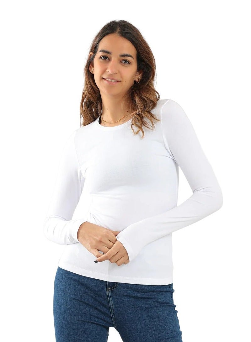 كارما® توب حريمي كم طويل لون ابيض - Image 2