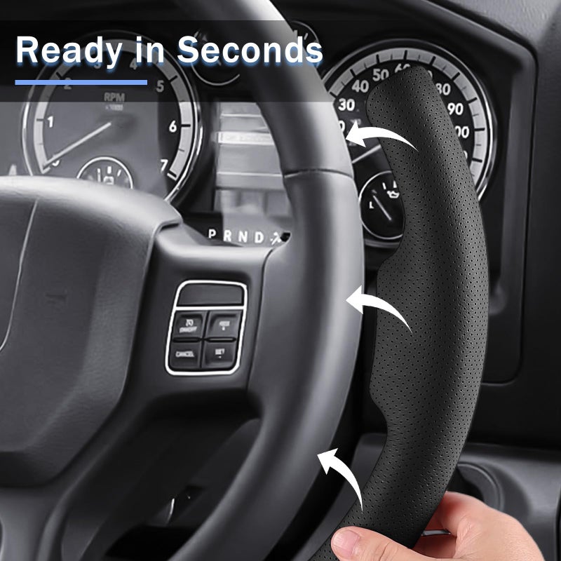 Aotoyou Fit for Ram 1500 Steering Wheel Cover, Car Steering Wheel Cover for Dodge Ram 1500 (2012-2018) 1500 Classic(2019-2023) 2500(2012-2018) 3500(2012-2018) 5500(2012-2018) Accessories (Perforated Black) - Image 5