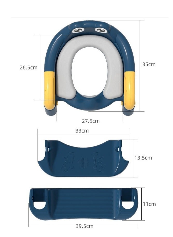 Potty Training Seat, Upgrade Toddler Toilet Seat for Kids Boys Girls, 2 in 1 Potty Training Toilet for Kids, Splash Guard Anti-Slip Pad Step Stool(Blue) - Image 4