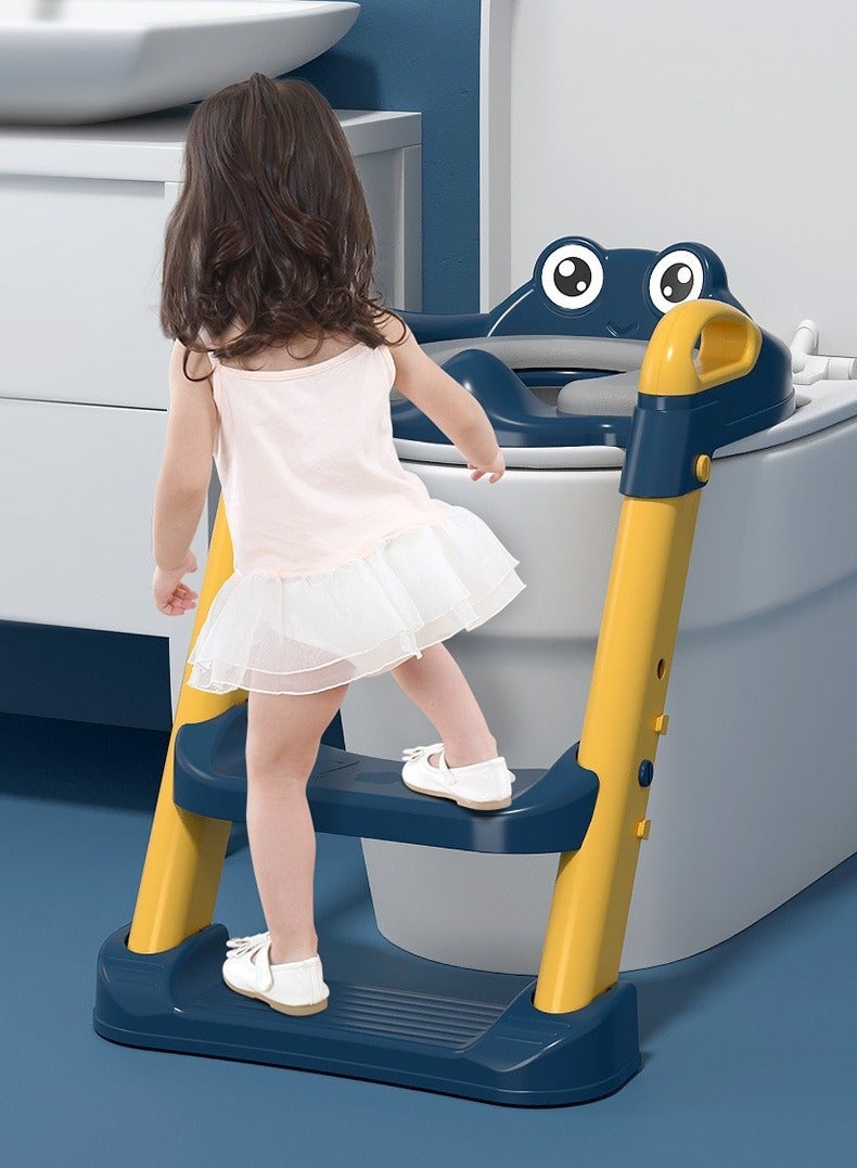 Potty Training Seat, Upgrade Toddler Toilet Seat for Kids Boys Girls, 2 in 1 Potty Training Toilet for Kids, Splash Guard Anti-Slip Pad Step Stool(Blue) - Image 1