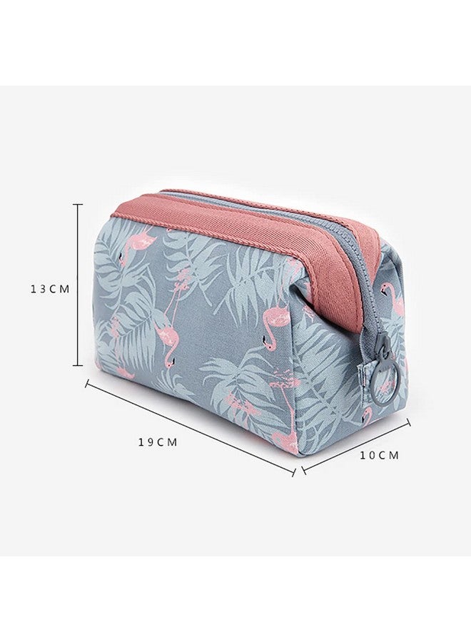 Fapiwen Polyester Cosmetic Bag, Make Up Bag, Water-Resistant Zipper Large Travel Makeup Organizer, Toiletry Pouch For Women, Portable Bag For Girls (Flamingo, Width:13 Cm) - Image 2