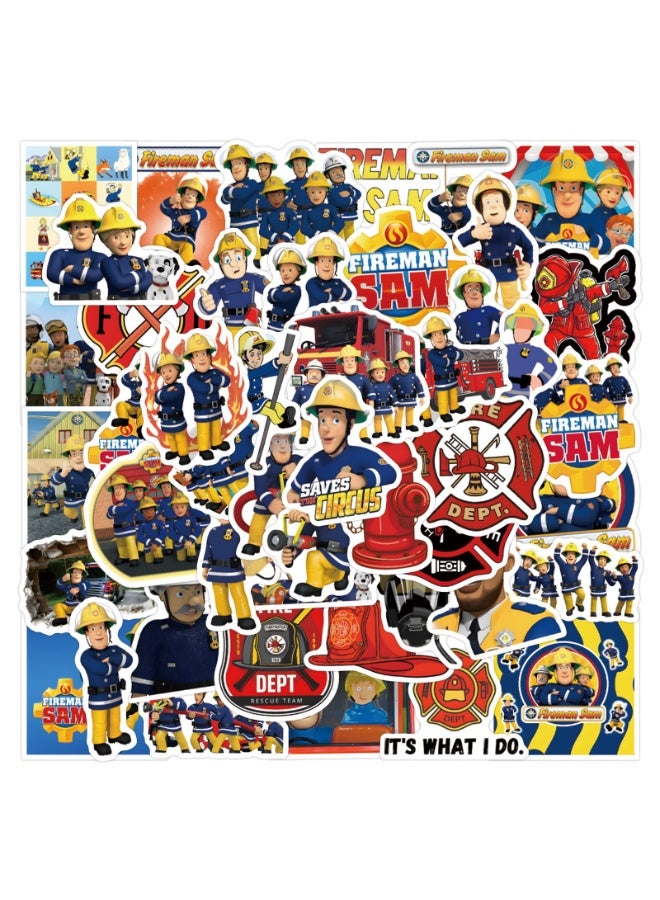 NIBEMINENT 55 Pcs Fireman Sam Deco Kit Waterproof Stickers, High Definition Printing Bright Colors, Suitable for Laptop Skateboard Luggage Water Bottle Guitar DIY - Image 2