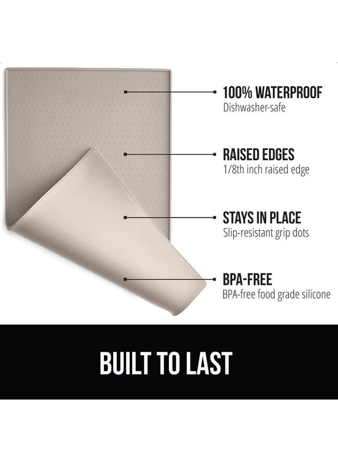 GORILLA GRIP 100% Waterproof Raised Edge BPA Free Silicone Pet Feeding Mat, Dog Cat Food Mats Contain Spills Protects Floors, Placemats for Cats and Dogs Water Bowl, Pets Accessories 18.5x11.5 Beige - Image 2