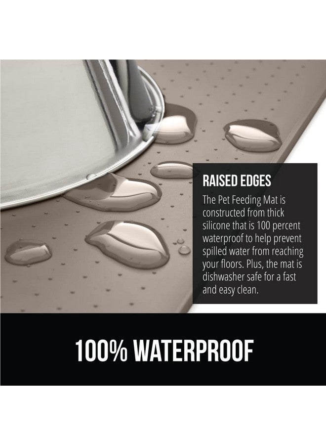 GORILLA GRIP 100% Waterproof Raised Edge BPA Free Silicone Pet Feeding Mat, Dog Cat Food Mats Contain Spills Protects Floors, Placemats for Cats and Dogs Water Bowl, Pets Accessories 18.5x11.5 Beige - Image 3