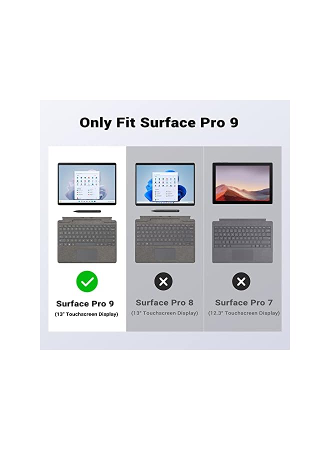 MoKo حافظة متوافقة مع Microsoft Surface Pro 9 / Pro 9 5G مقاس 13 بوصة 2022 - حافظة واقية متينة متعددة الإمكانات مع حزام يد ومتوافقة مع لوحة مفاتيح Type Cover Fit Surface Pro 9، أسود - Image 3