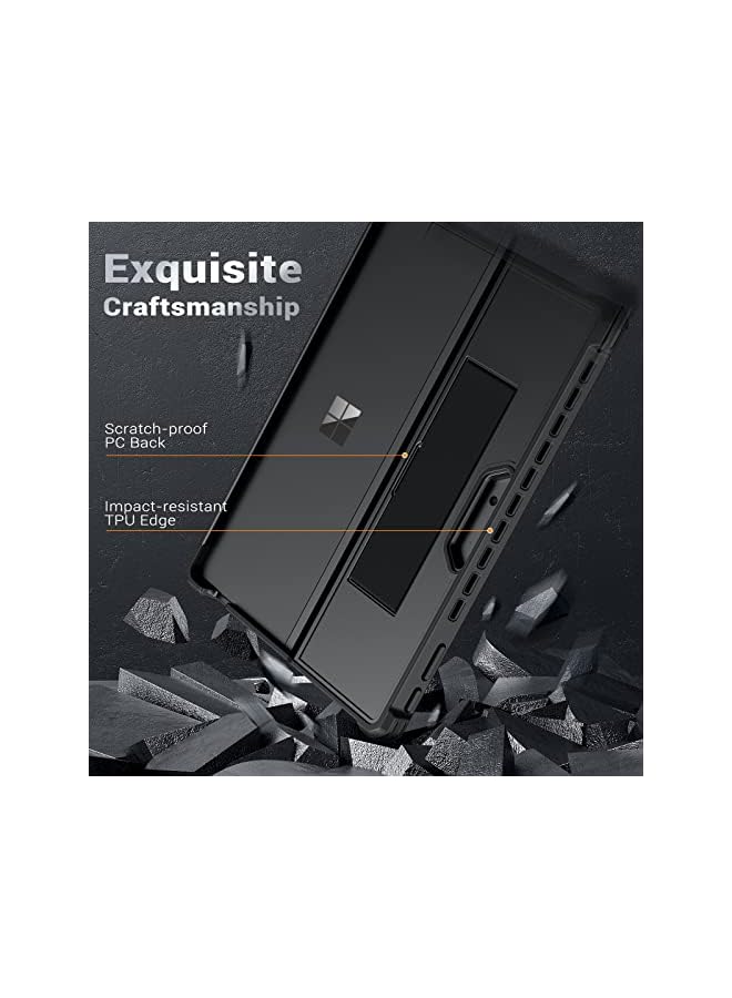 MoKo حافظة متوافقة مع Microsoft Surface Pro 9 / Pro 9 5G مقاس 13 بوصة 2022 - حافظة واقية متينة متعددة الإمكانات مع حزام يد ومتوافقة مع لوحة مفاتيح Type Cover Fit Surface Pro 9، أسود - Image 4