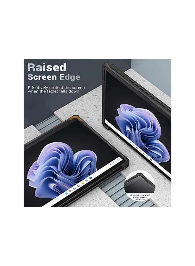 MoKo حافظة متوافقة مع Microsoft Surface Pro 9 / Pro 9 5G مقاس 13 بوصة 2022 - حافظة واقية متينة متعددة الإمكانات مع حزام يد ومتوافقة مع لوحة مفاتيح Type Cover Fit Surface Pro 9، أسود - Image 5