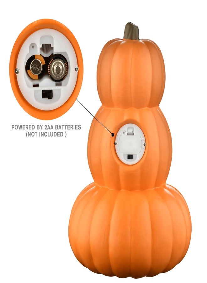 Evelyne Stacked Jack-O’-Lantern Pumpkin Decoration - 3-Tier Light-Up Halloween Gourd HDPE Plastic - Indoor/Outdoor Fall Decor with Happy Ghost Faces - Cute Pumpkin Tower for Porch Tabletop - Image 3