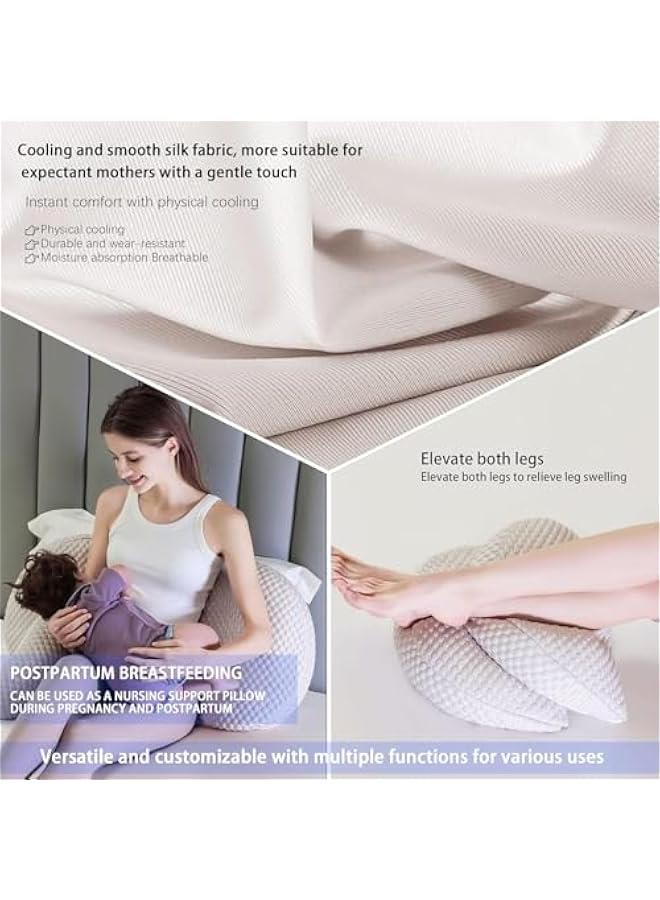 HOOKOR Pregnancy Pillow for Pregnant Women,Soft Pregnancy Body Pillow,Support for Back, Hips, Legs,Maternity Pillow with Detachable and Adjustable Pillow Cover (Icecoffee) - Image 4