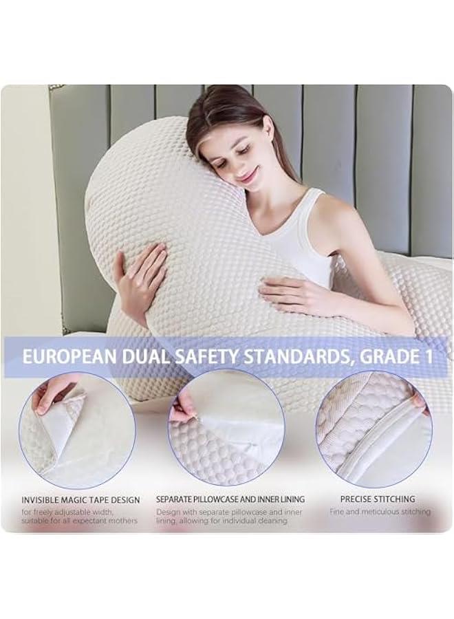HOOKOR Pregnancy Pillow for Pregnant Women,Soft Pregnancy Body Pillow,Support for Back, Hips, Legs,Maternity Pillow with Detachable and Adjustable Pillow Cover (Icecoffee) - Image 5