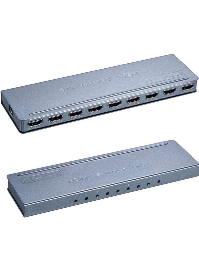 Mini HDMI Splitter 1x8 – 4K UHD & 3D Supported HDMI Amplifier – One Input to Eight Outputs for Projectors & Displays – Easy Plug & Play - Image 1