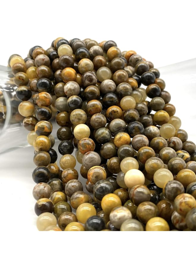 [ABCgems] عسل النحل الإندونيسي النادر للغاية (منجم داخل بركان نشط في جبل باباندايان، جاوة الغربية) خرز طاقة شفاء من الأحجار الكريمة شبه الكريمة الطبيعية الناعمة المستديرة الصغيرة مقاس 6 مم - Image 3